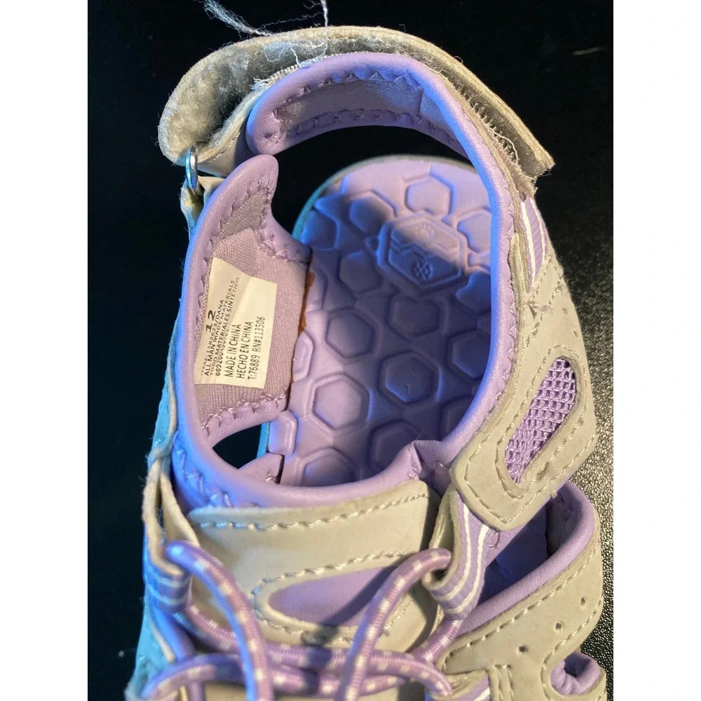 Khombu Dana Kids Grey Purple Closed Toe Sport Water Sandals Size 12 1182623